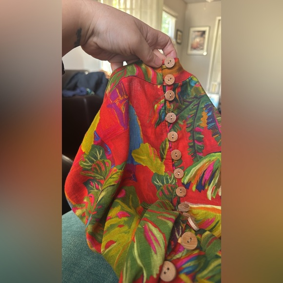 Tropical Print Button-Down Skirt Farm Rio M - Picture 4 of 6